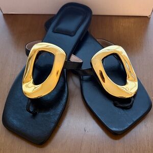 Elegant Black and Gold Women's Sandals